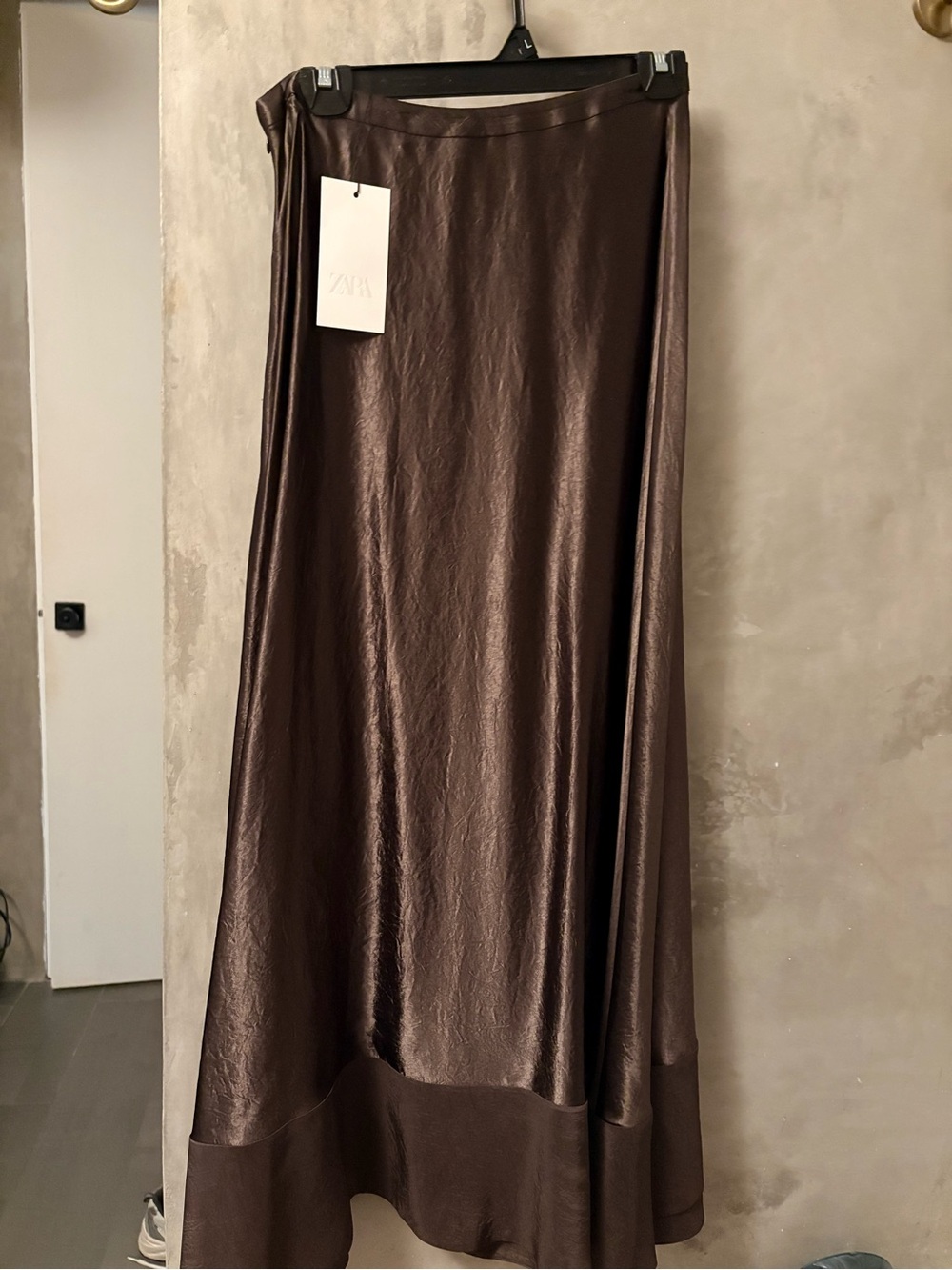 Zara Metallic Brown Maxi Skirt - Picture 1 of 4